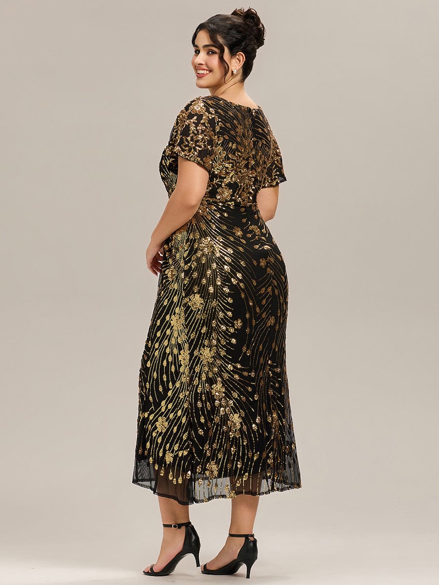 pretty PALMER|Plus Size Sequin Ruffle Sleeve Evening Dress - Image 17