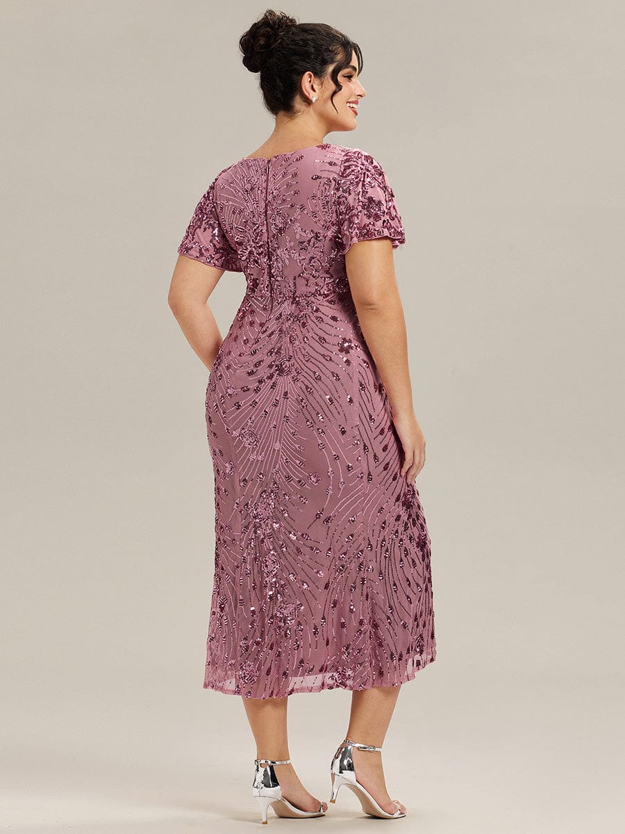 pretty PALMER|Plus Size Sequin Ruffle Sleeve Evening Dress - Image 4