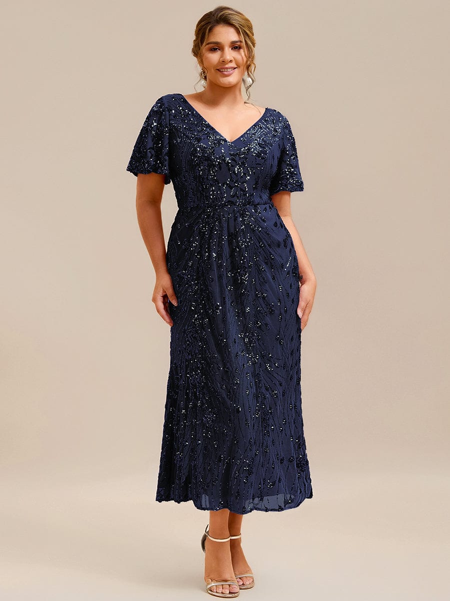 pretty PALMER|Plus Size Sequin Ruffle Sleeve Evening Dress - Image 40