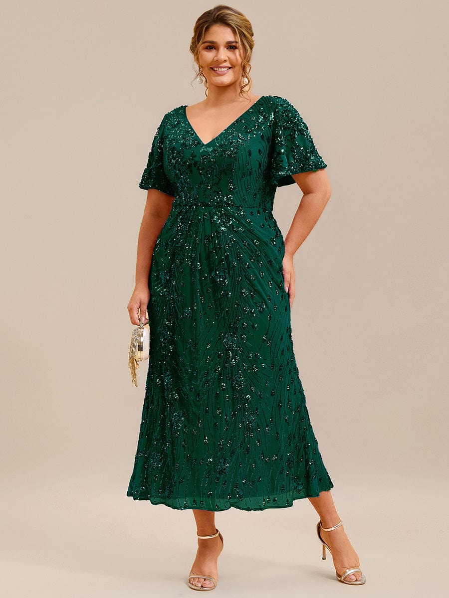pretty PALMER|Plus Size Sequin Ruffle Sleeve Evening Dress - Image 41