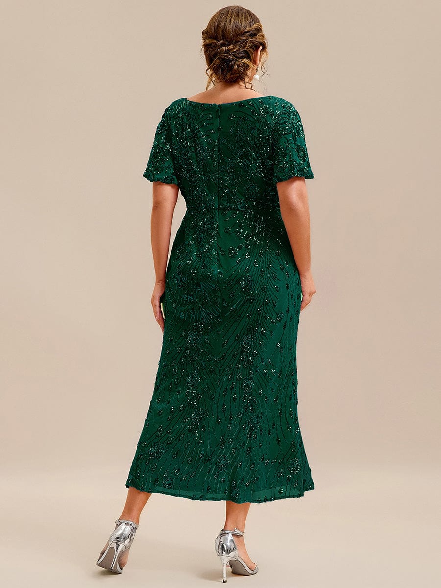 pretty PALMER|Plus Size Sequin Ruffle Sleeve Evening Dress - Image 42