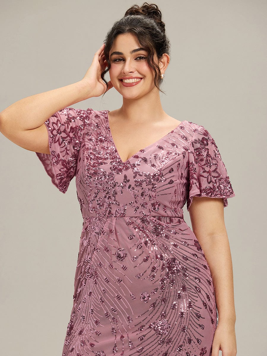 pretty PALMER|Plus Size Sequin Ruffle Sleeve Evening Dress - Image 5