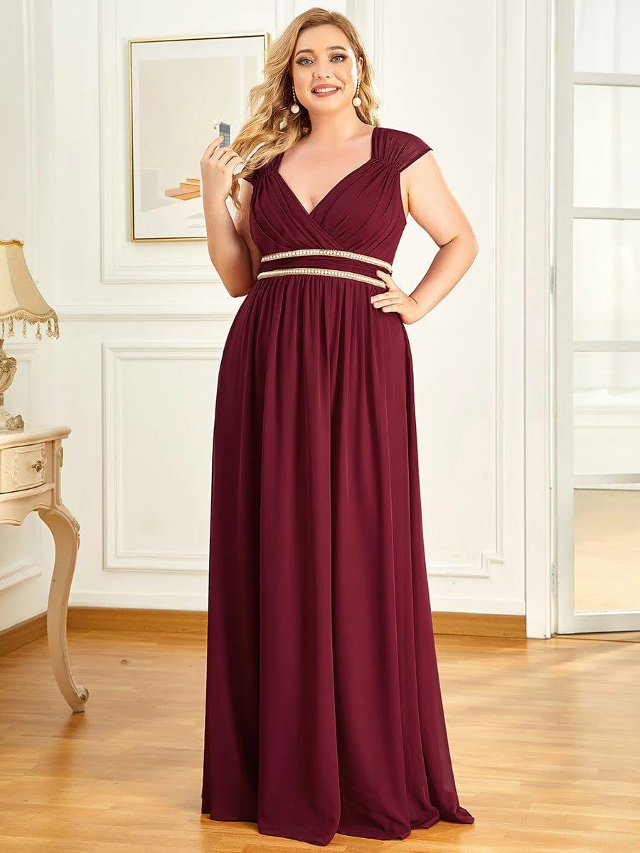 V-Neck Sleeveless Grecian Style Plus Size Evening Dresses - Image 12