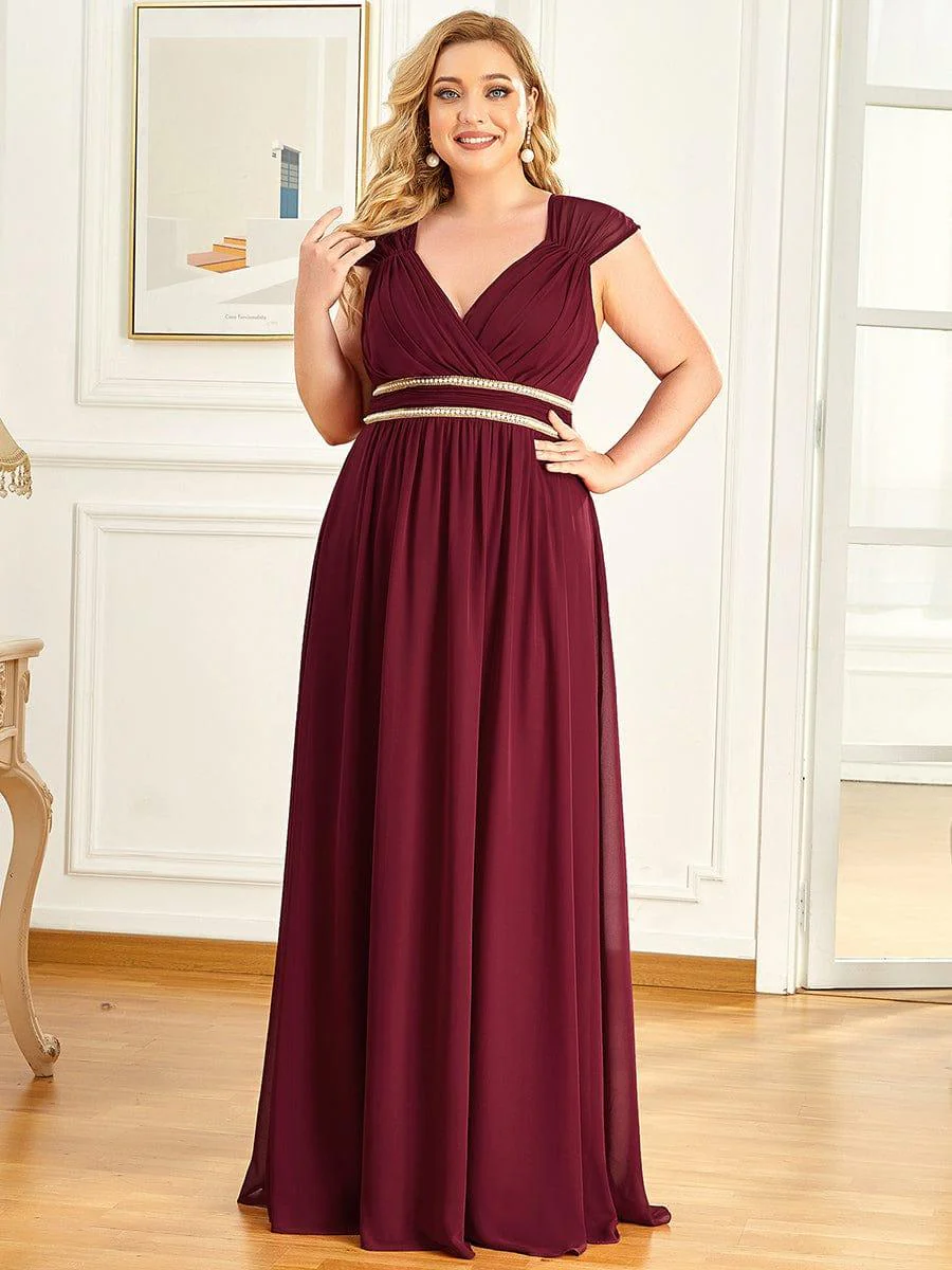V-Neck Sleeveless Grecian Style Plus Size Evening Dresses - Image 16