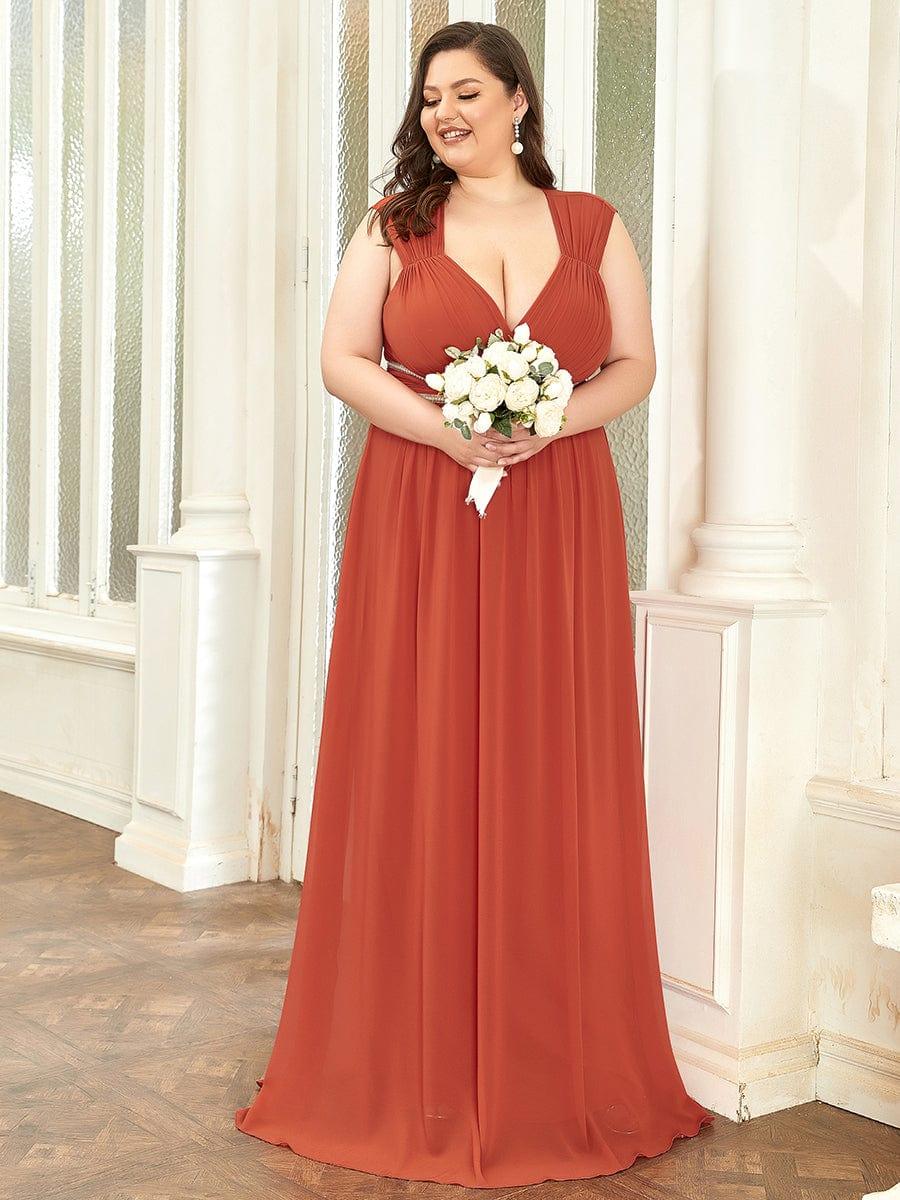 V-Neck Sleeveless Grecian Style Plus Size Evening Dresses - Image 19