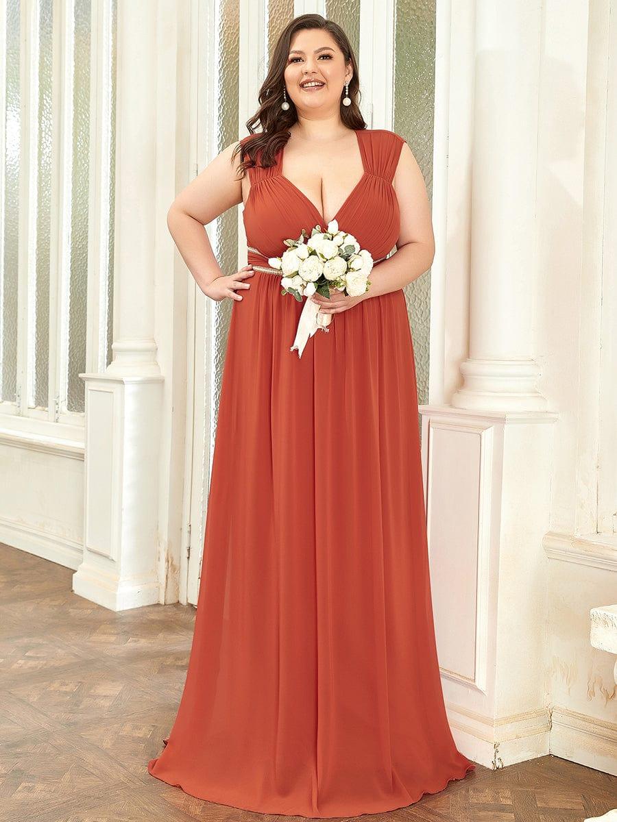V-Neck Sleeveless Grecian Style Plus Size Evening Dresses - Image 21