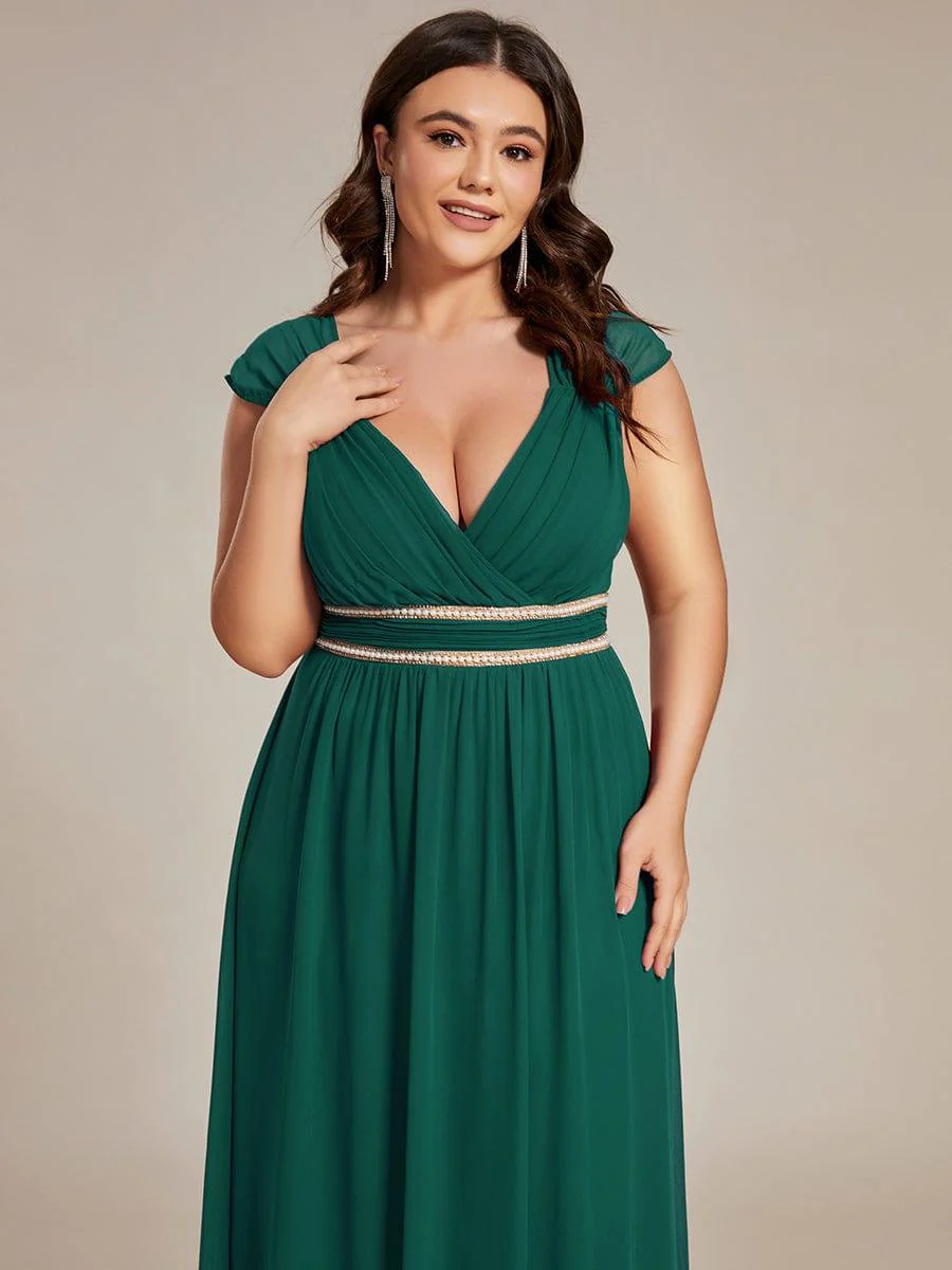 V-Neck Sleeveless Grecian Style Plus Size Evening Dresses - Image 27