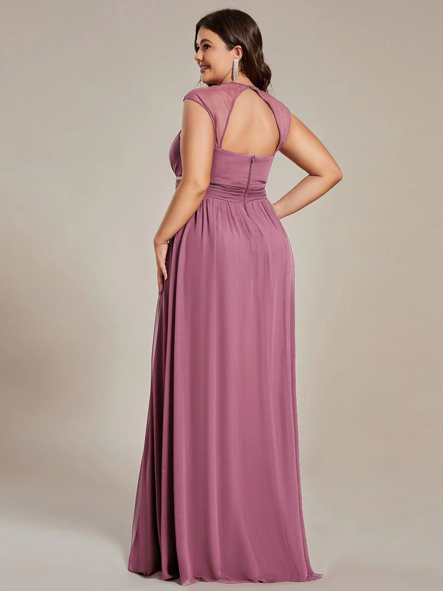 V-Neck Sleeveless Grecian Style Plus Size Evening Dresses - Image 31