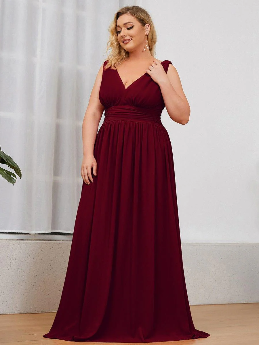 pretty HUSH|Plus Size Sleeveless V-Neck Chiffon Maxi Bridesmaid Dress - Image 11
