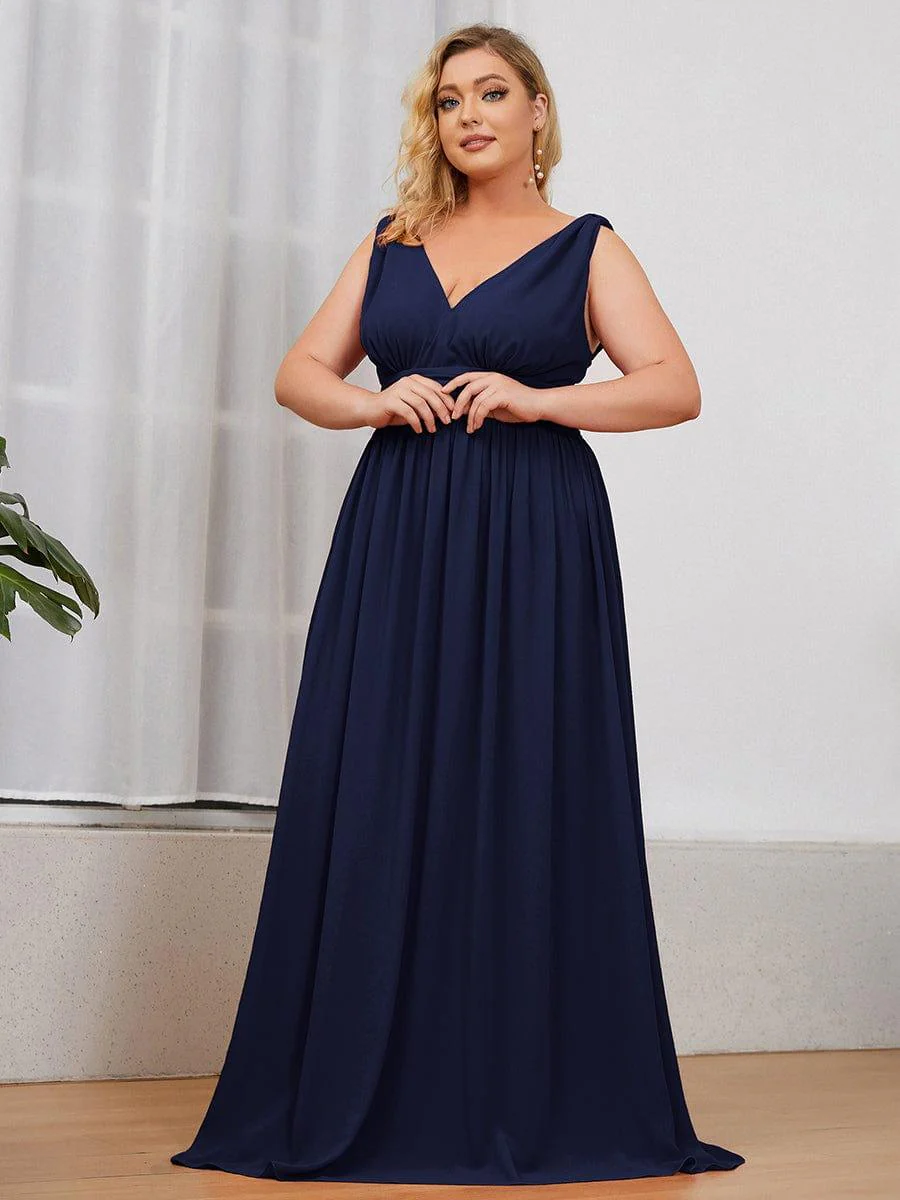 pretty HUSH|Plus Size Sleeveless V-Neck Chiffon Maxi Bridesmaid Dress - Image 15