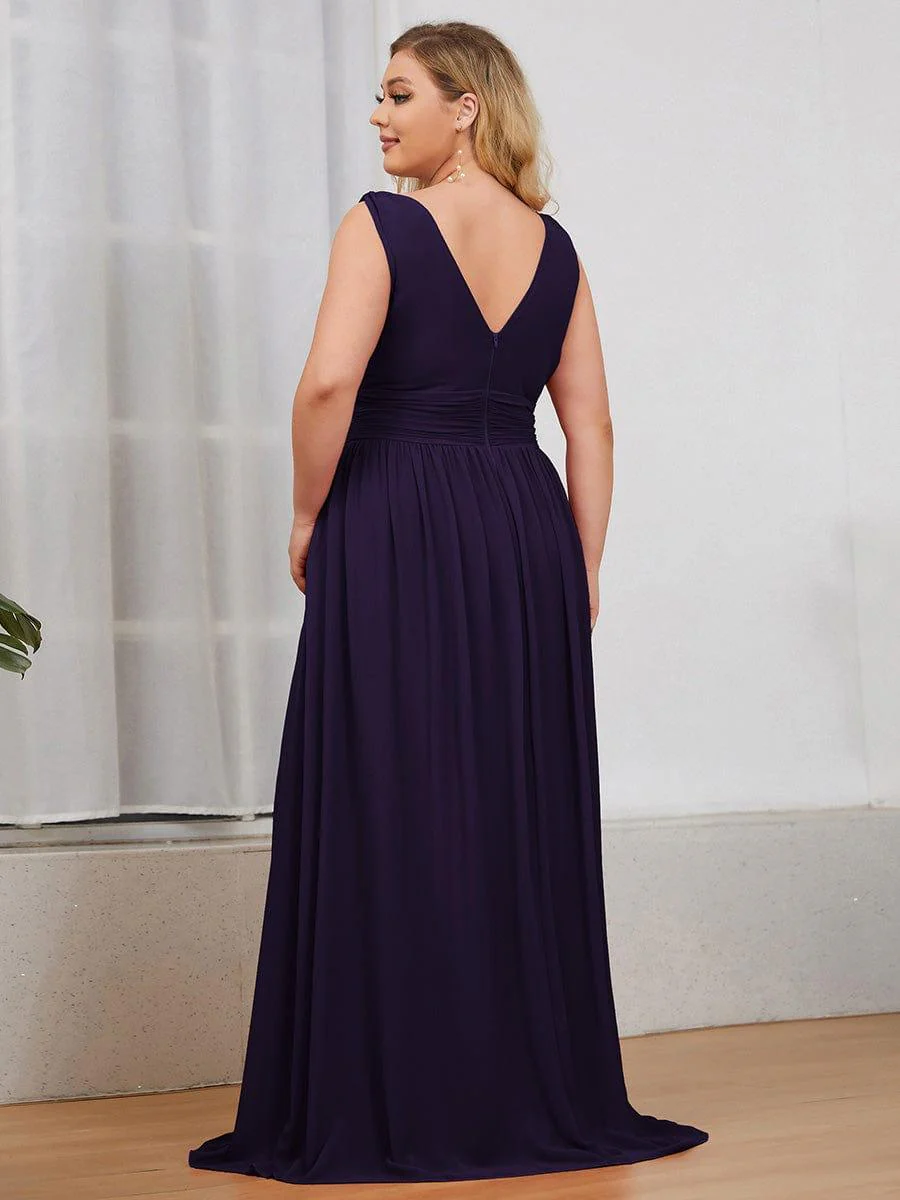 pretty HUSH|Plus Size Sleeveless V-Neck Chiffon Maxi Bridesmaid Dress - Image 33