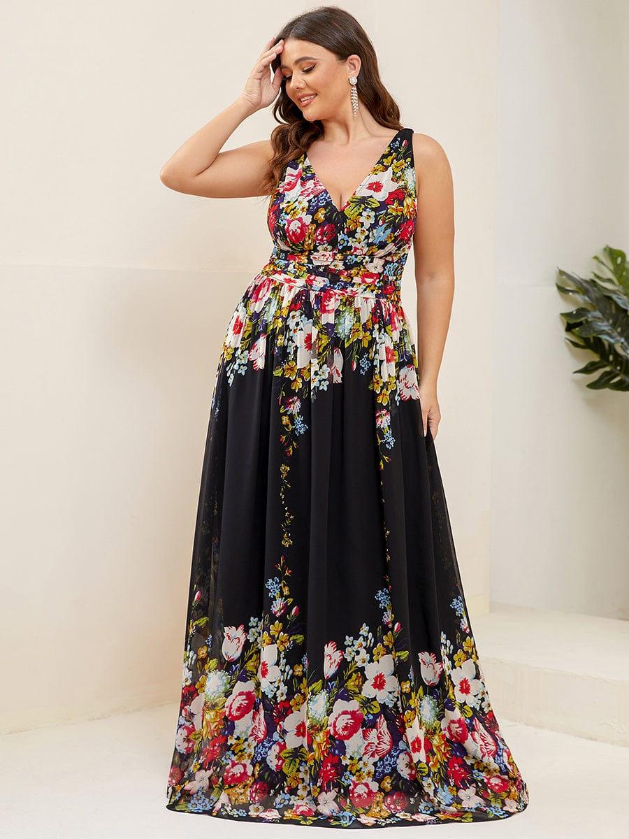 pretty HUSH|Plus Size Sleeveless V-Neck Chiffon Maxi Bridesmaid Dress - Image 40