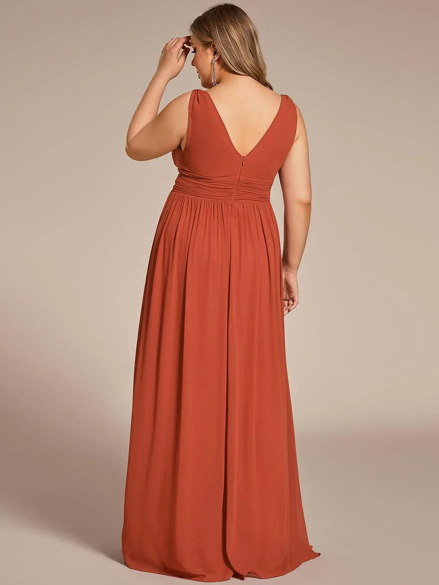pretty HUSH|Plus Size Sleeveless V-Neck Chiffon Maxi Bridesmaid Dress - Image 57