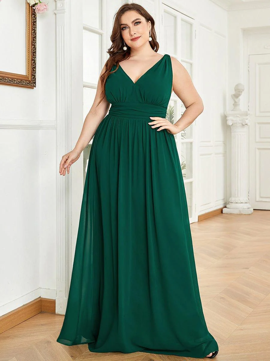 pretty HUSH|Plus Size Sleeveless V-Neck Chiffon Maxi Bridesmaid Dress - Image 6