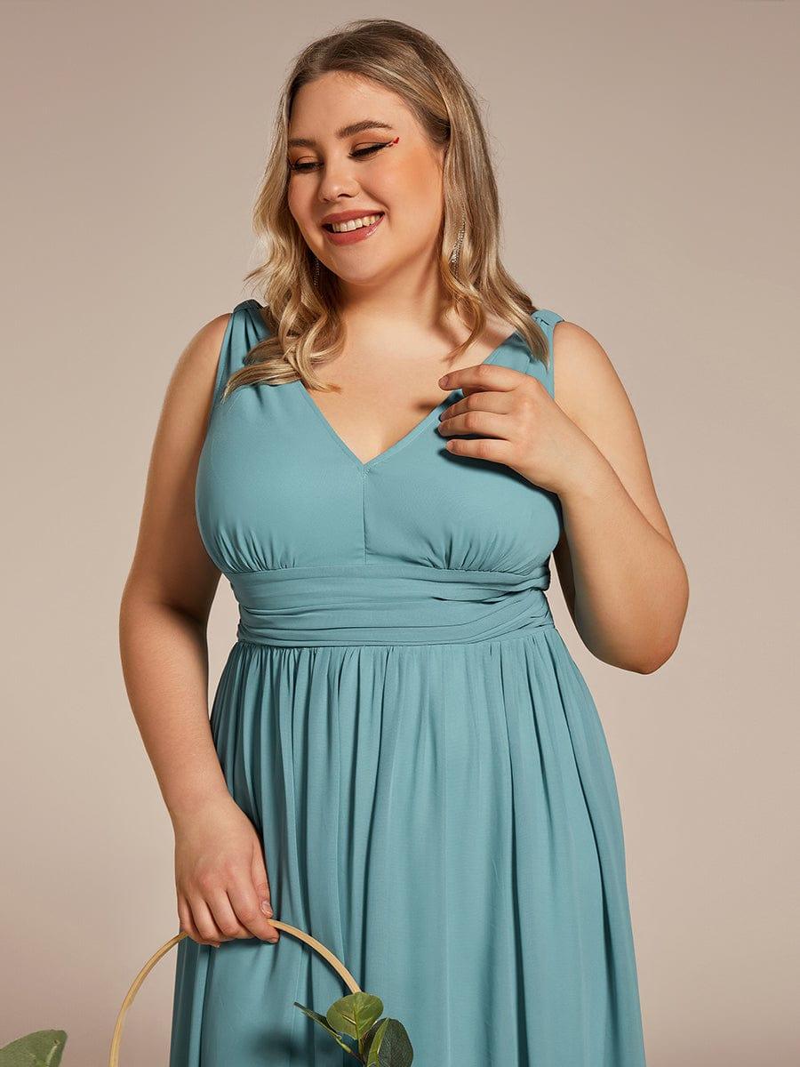 pretty HUSH|Plus Size Sleeveless V-Neck Chiffon Maxi Bridesmaid Dress - Image 63