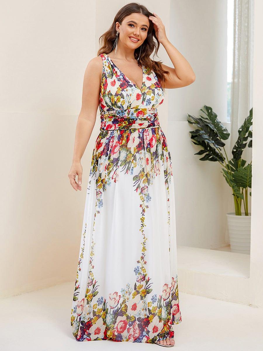 pretty HUSH|Plus Size Sleeveless V-Neck Chiffon Maxi Bridesmaid Dress - Image 73