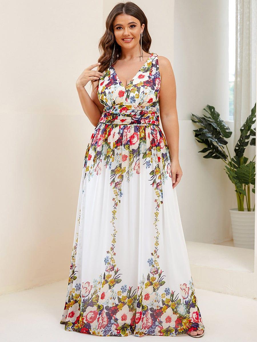 pretty HUSH|Plus Size Sleeveless V-Neck Chiffon Maxi Bridesmaid Dress - Image 75
