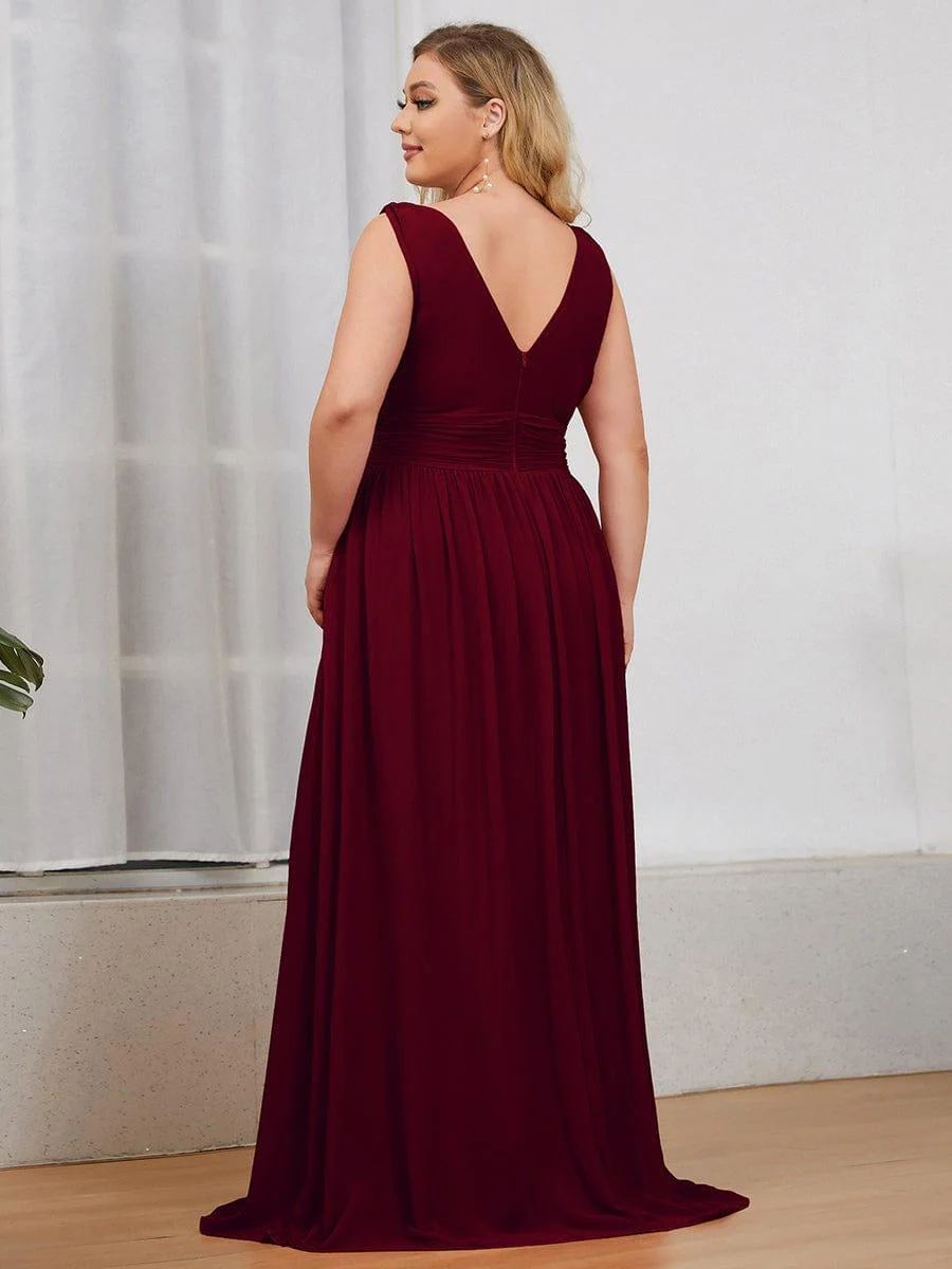 pretty HUSH|Plus Size Sleeveless V-Neck Chiffon Maxi Bridesmaid Dress - Image 8