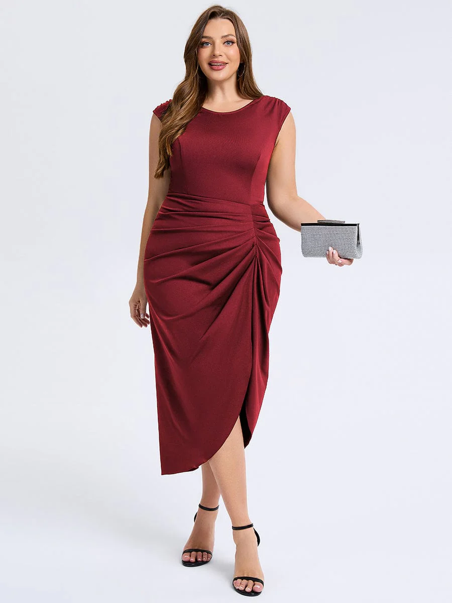 pretty DAPHARA|Plus Size Slit Bodycon Wedding Guest Dress - Image 10