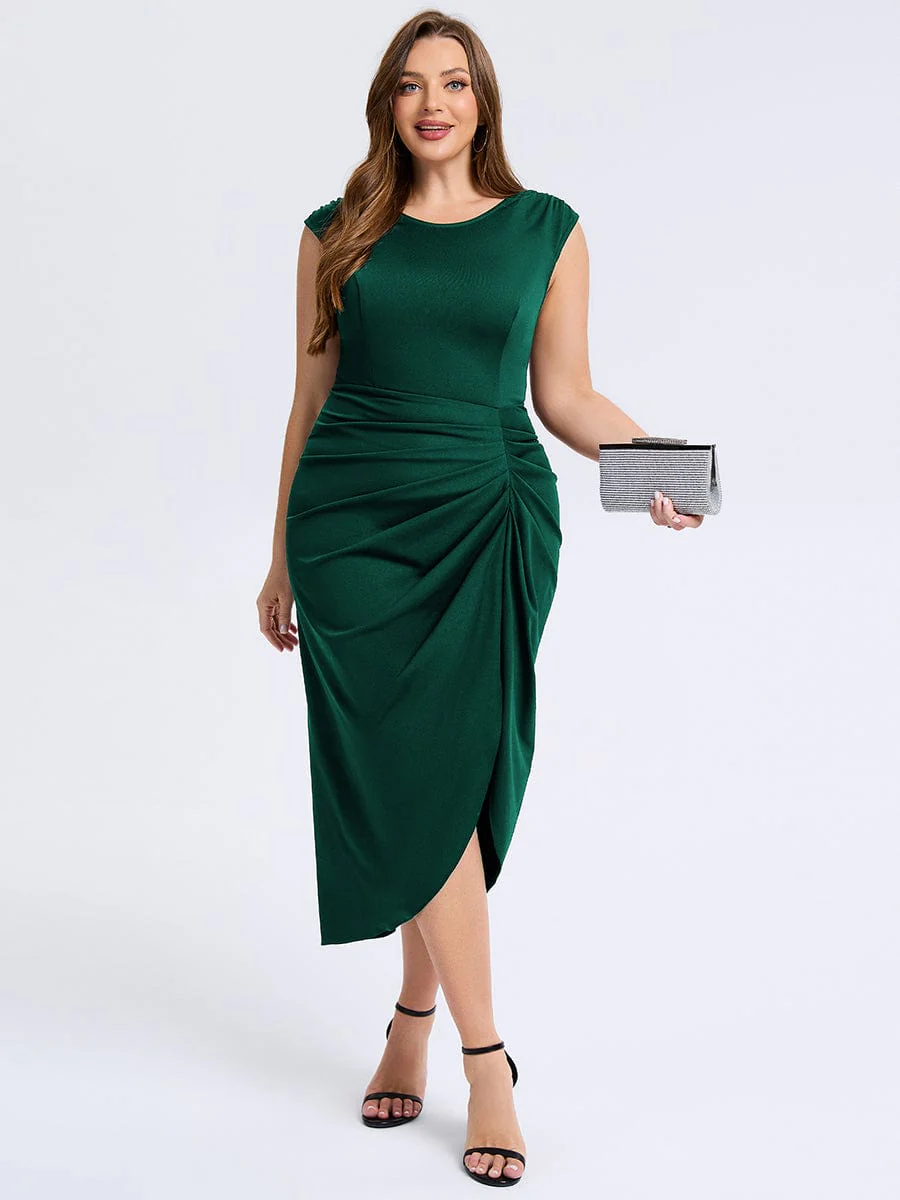 pretty DAPHARA|Plus Size Slit Bodycon Wedding Guest Dress - Image 15