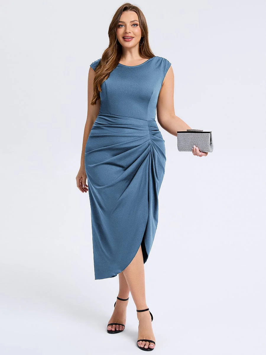 pretty DAPHARA|Plus Size Slit Bodycon Wedding Guest Dress - Image 20