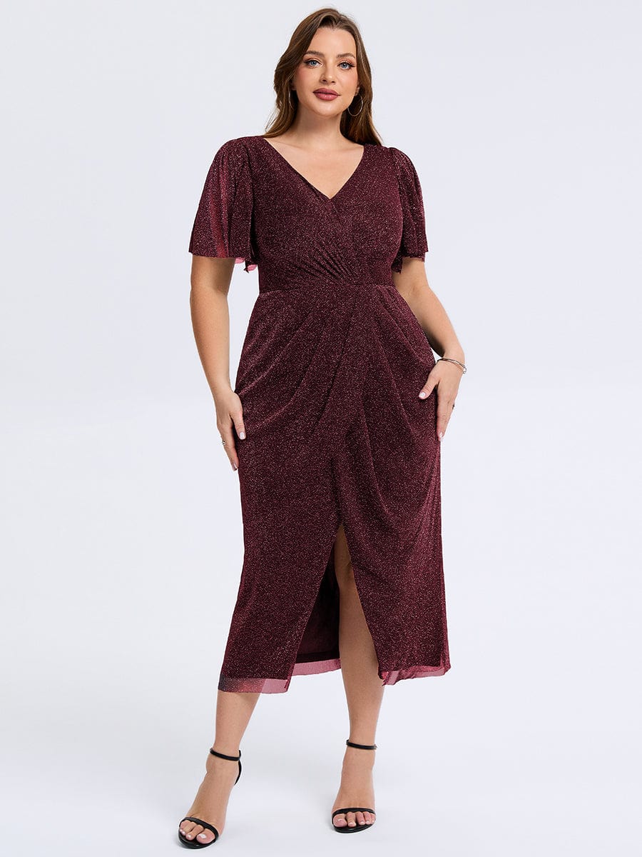 pretty NOIRA|Plus Size Slit Mesh Wedding Guest Dress - Image 10