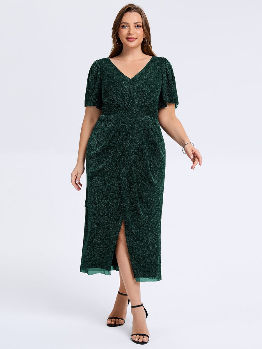 pretty NOIRA|Plus Size Slit Mesh Wedding Guest Dress - Image 11