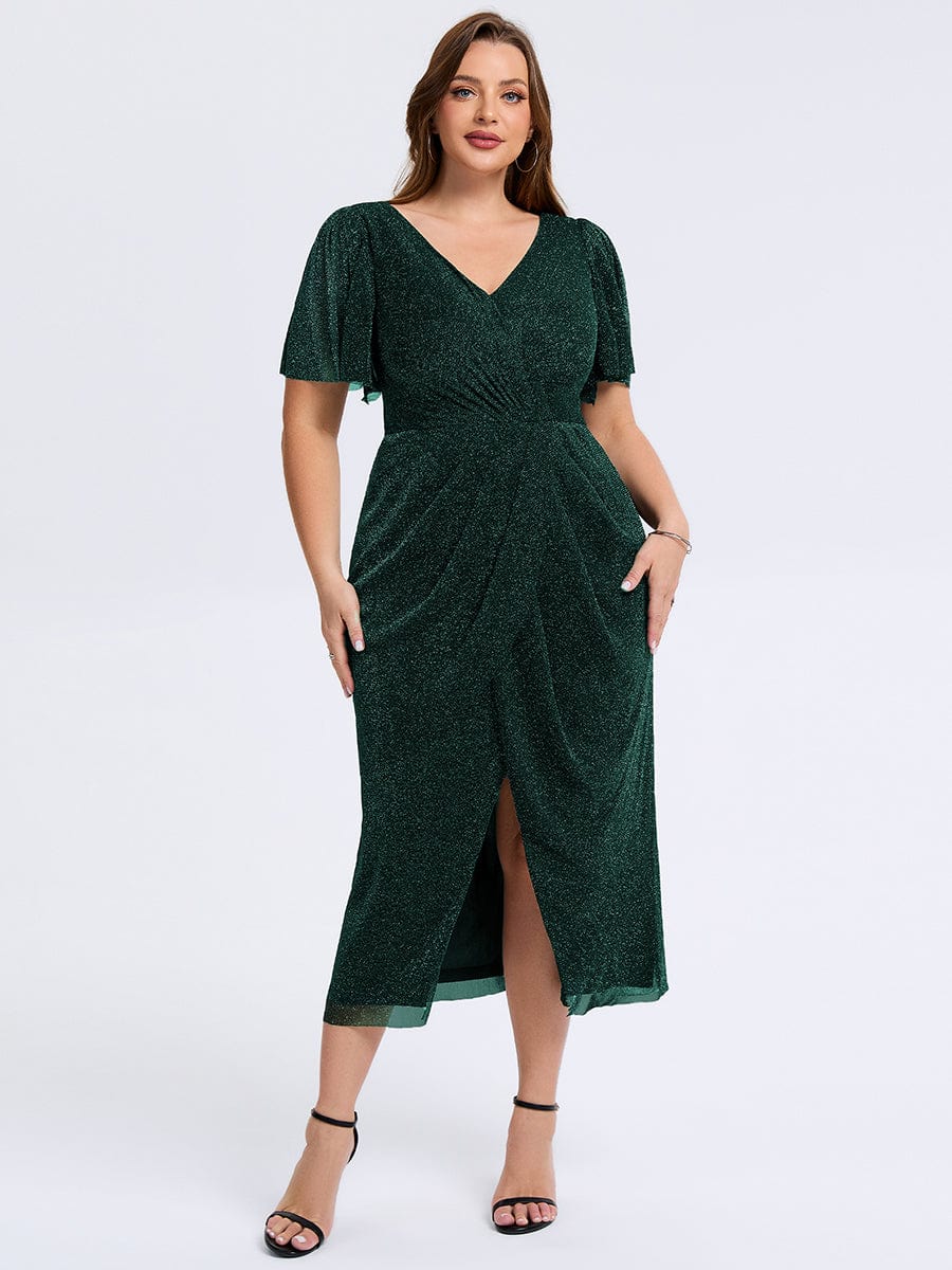 pretty NOIRA|Plus Size Slit Mesh Wedding Guest Dress - Image 15