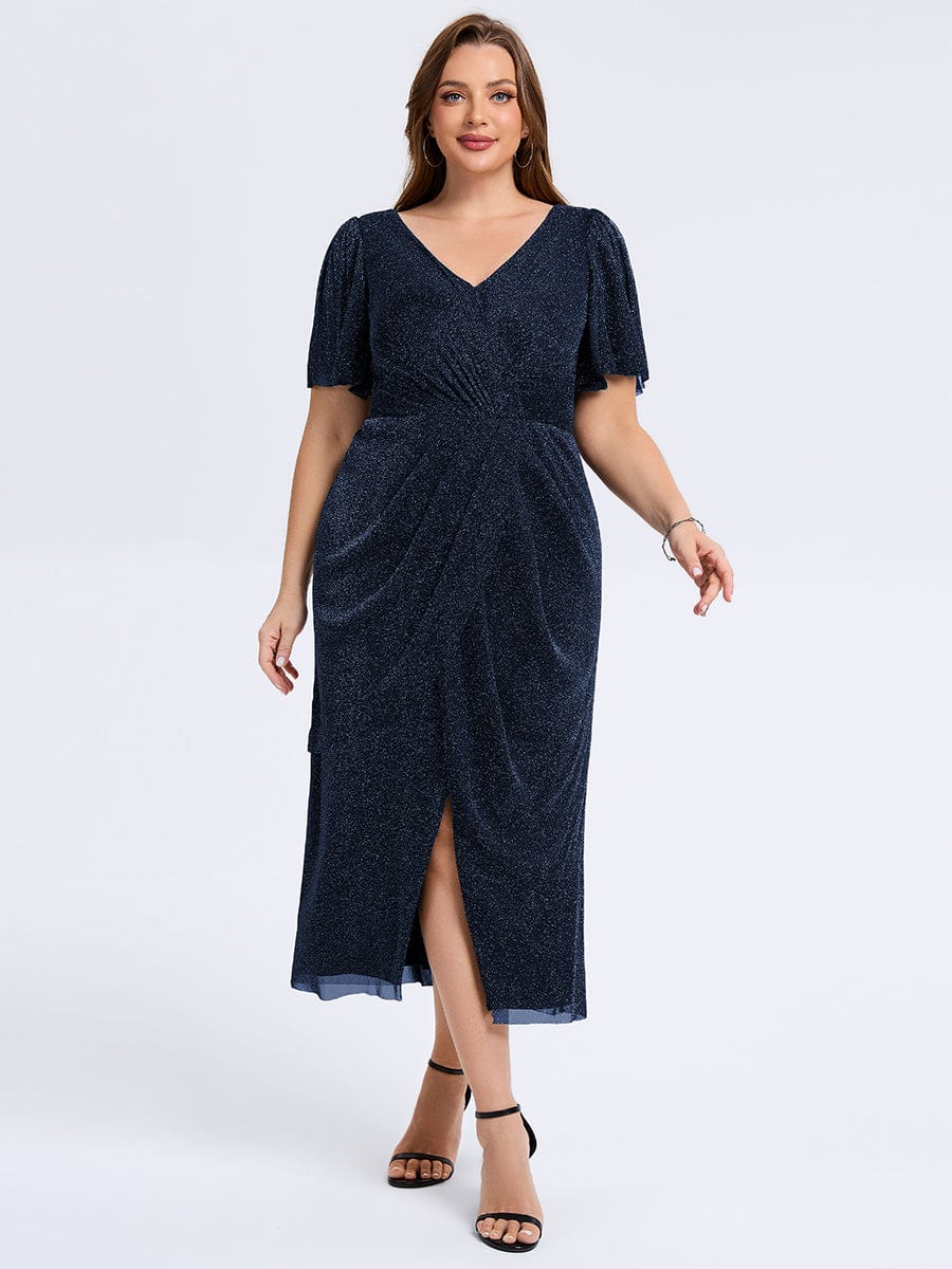 pretty NOIRA|Plus Size Slit Mesh Wedding Guest Dress - Image 16
