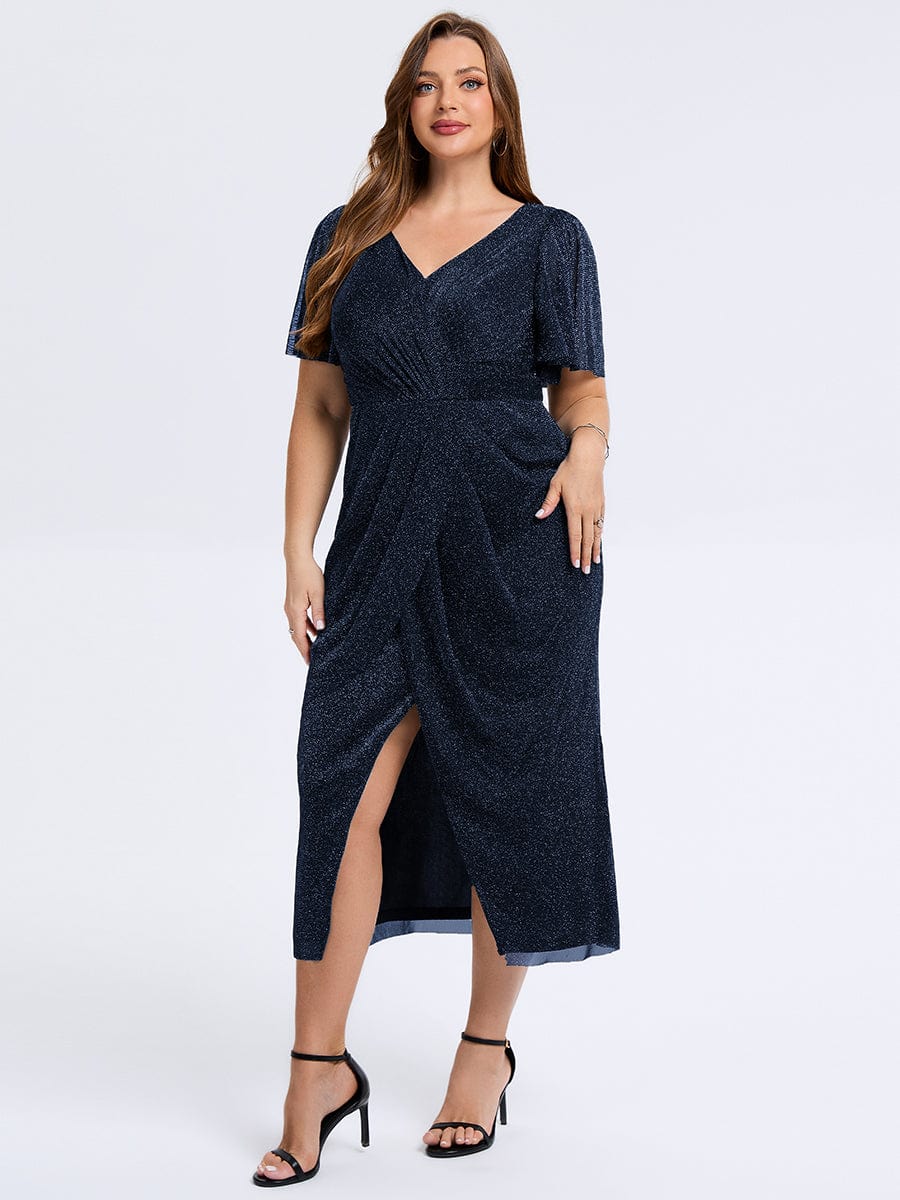 pretty NOIRA|Plus Size Slit Mesh Wedding Guest Dress - Image 19