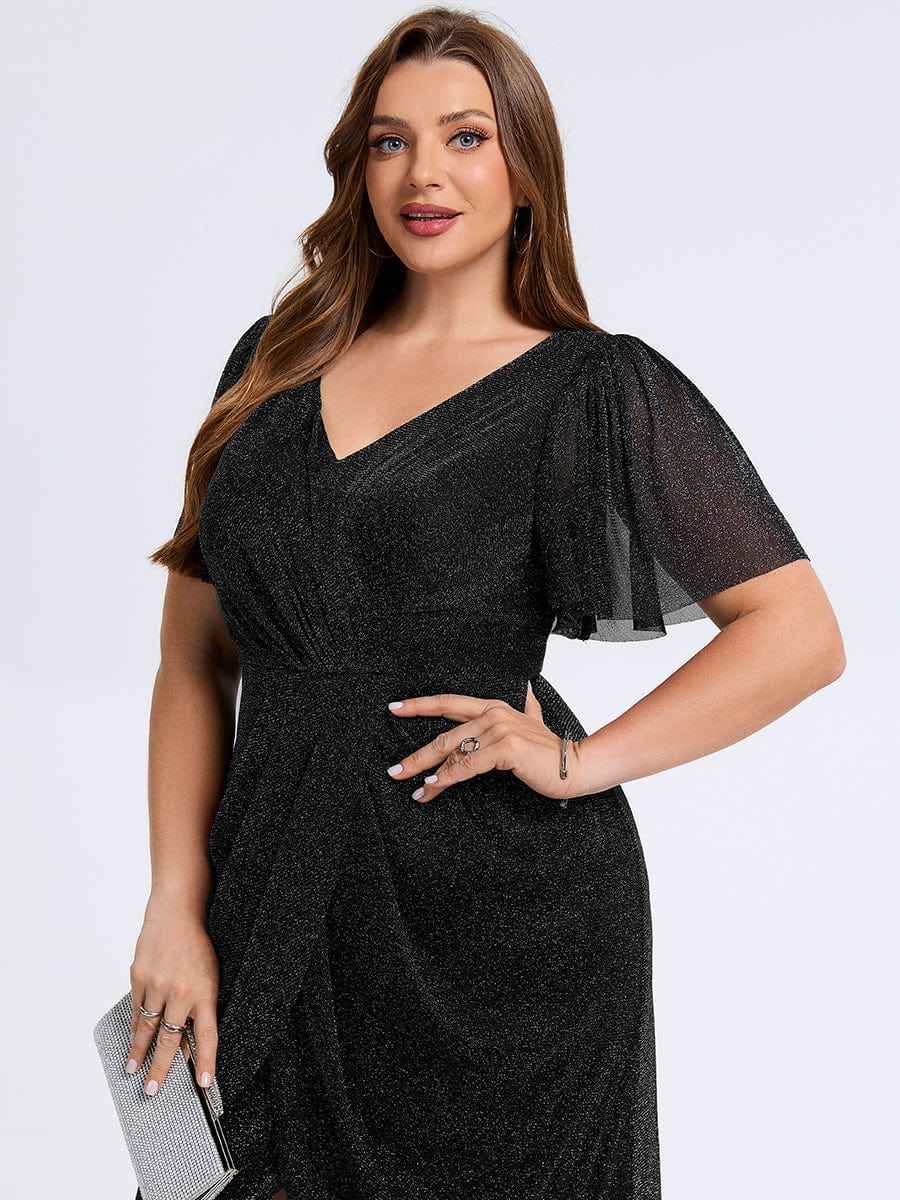 pretty NOIRA|Plus Size Slit Mesh Wedding Guest Dress - Image 3