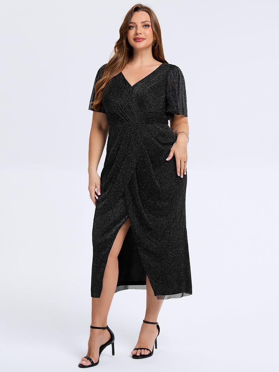 pretty NOIRA|Plus Size Slit Mesh Wedding Guest Dress - Image 5