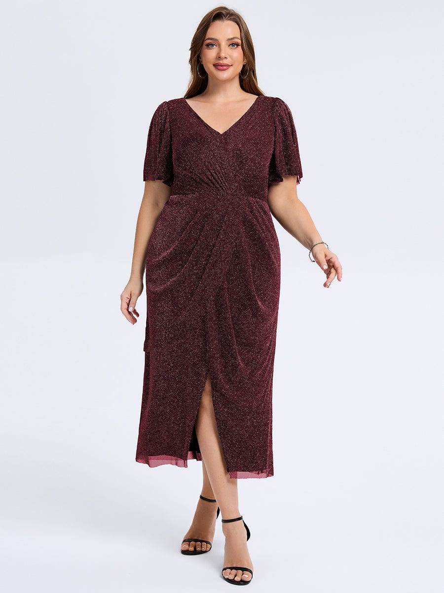 pretty NOIRA|Plus Size Slit Mesh Wedding Guest Dress - Image 6