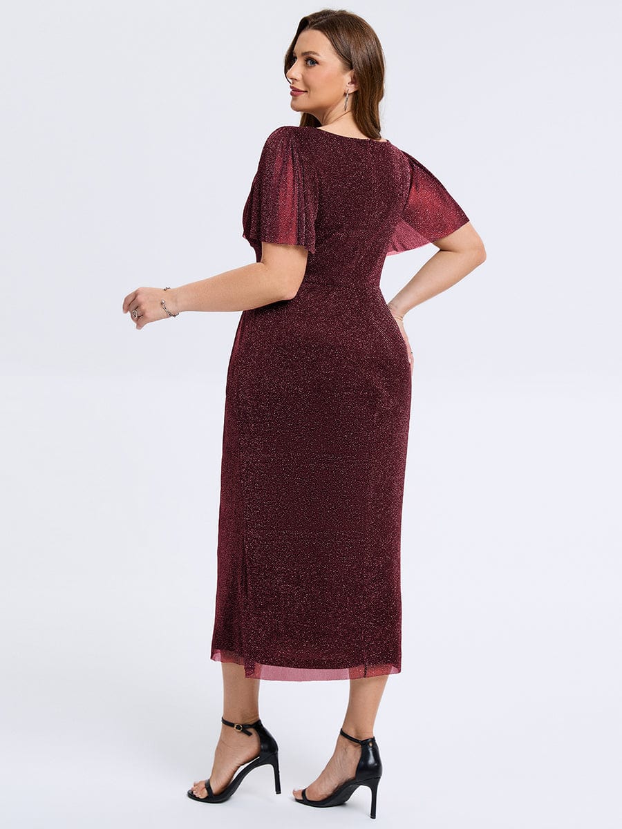 pretty NOIRA|Plus Size Slit Mesh Wedding Guest Dress - Image 7