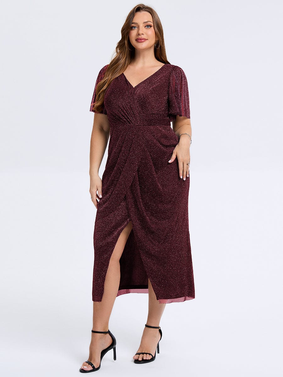 pretty NOIRA|Plus Size Slit Mesh Wedding Guest Dress - Image 9