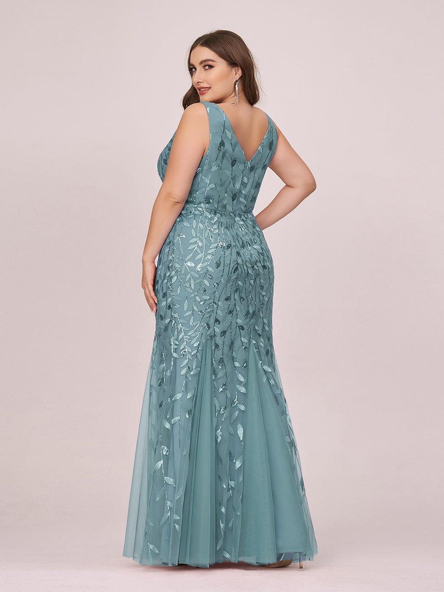 pretty ORIEL|Plus Size Women's V-Neck Fishtail Sequin Evening Dress - Image 64