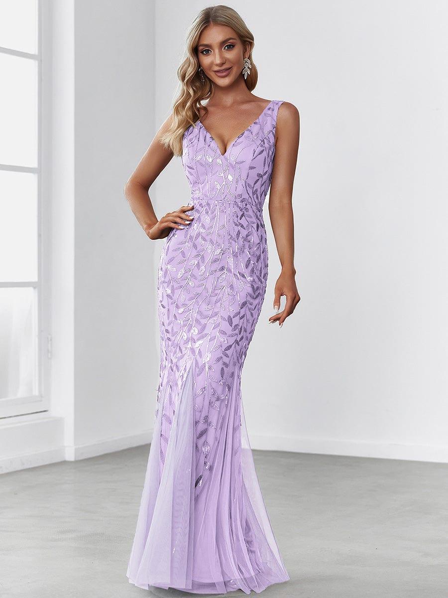 pretty ORIEL|Plus Size Women's V-Neck Fishtail Sequin Evening Dress - Image 79