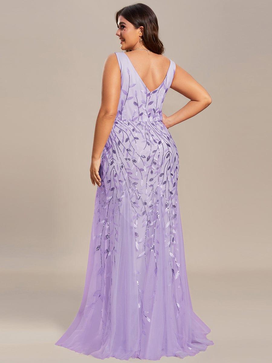 pretty ORIEL|Plus Size Women's V-Neck Fishtail Sequin Evening Dress - Image 83