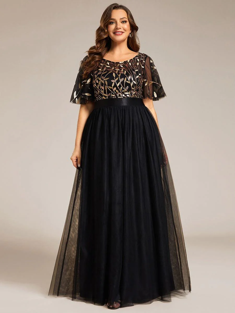 pretty SAPHIR|Plus Size Women's Embroidery Bridesmaid Dress with Short Sleeve - Image 104