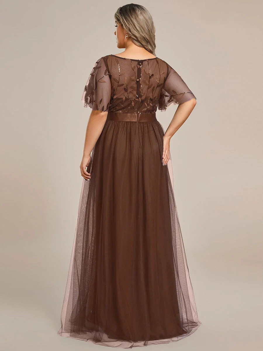 pretty SAPHIR|Plus Size Women's Embroidery Bridesmaid Dress with Short Sleeve - Image 112