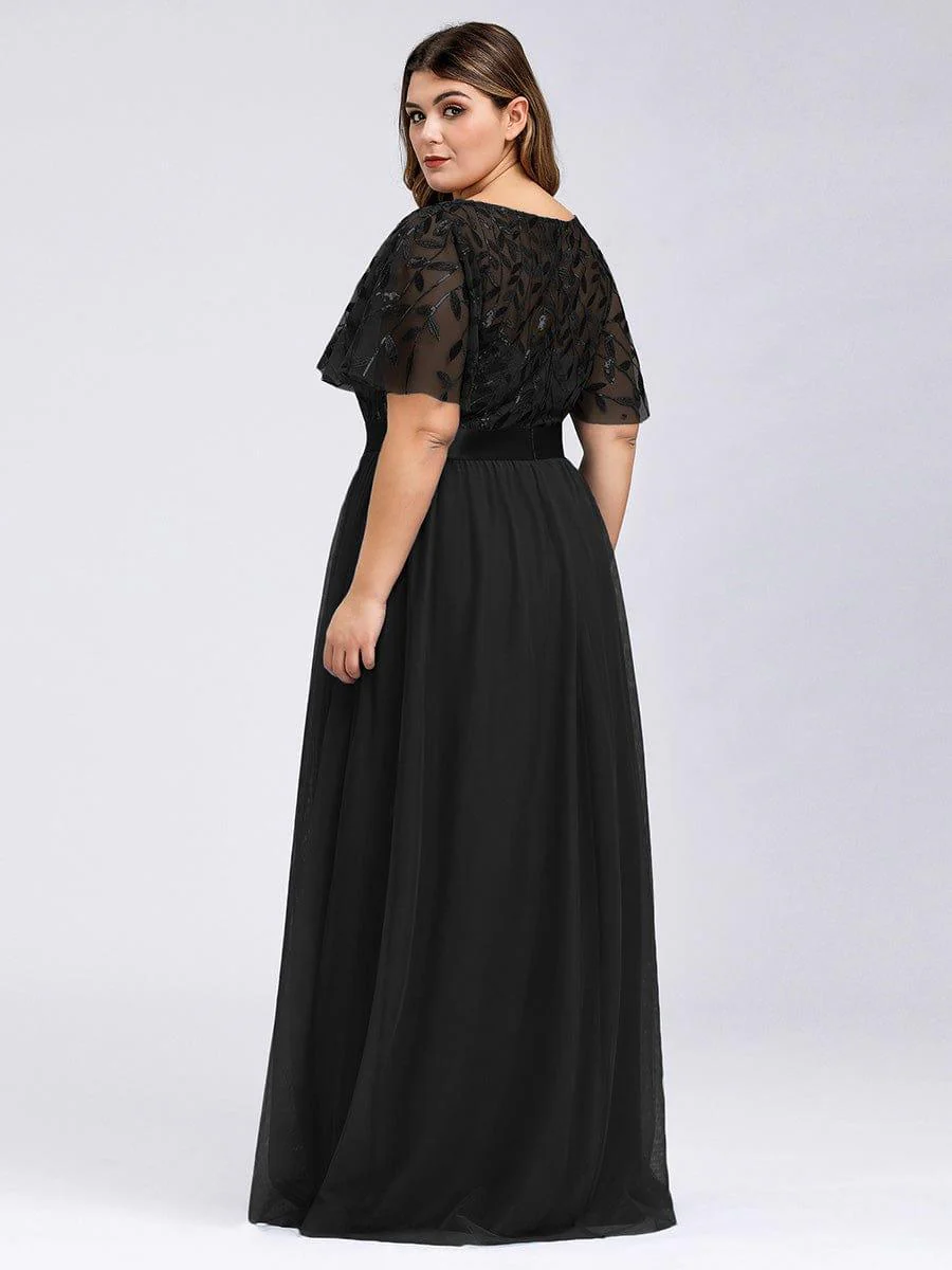 pretty SAPHIR|Plus Size Women's Embroidery Bridesmaid Dress with Short Sleeve - Image 13