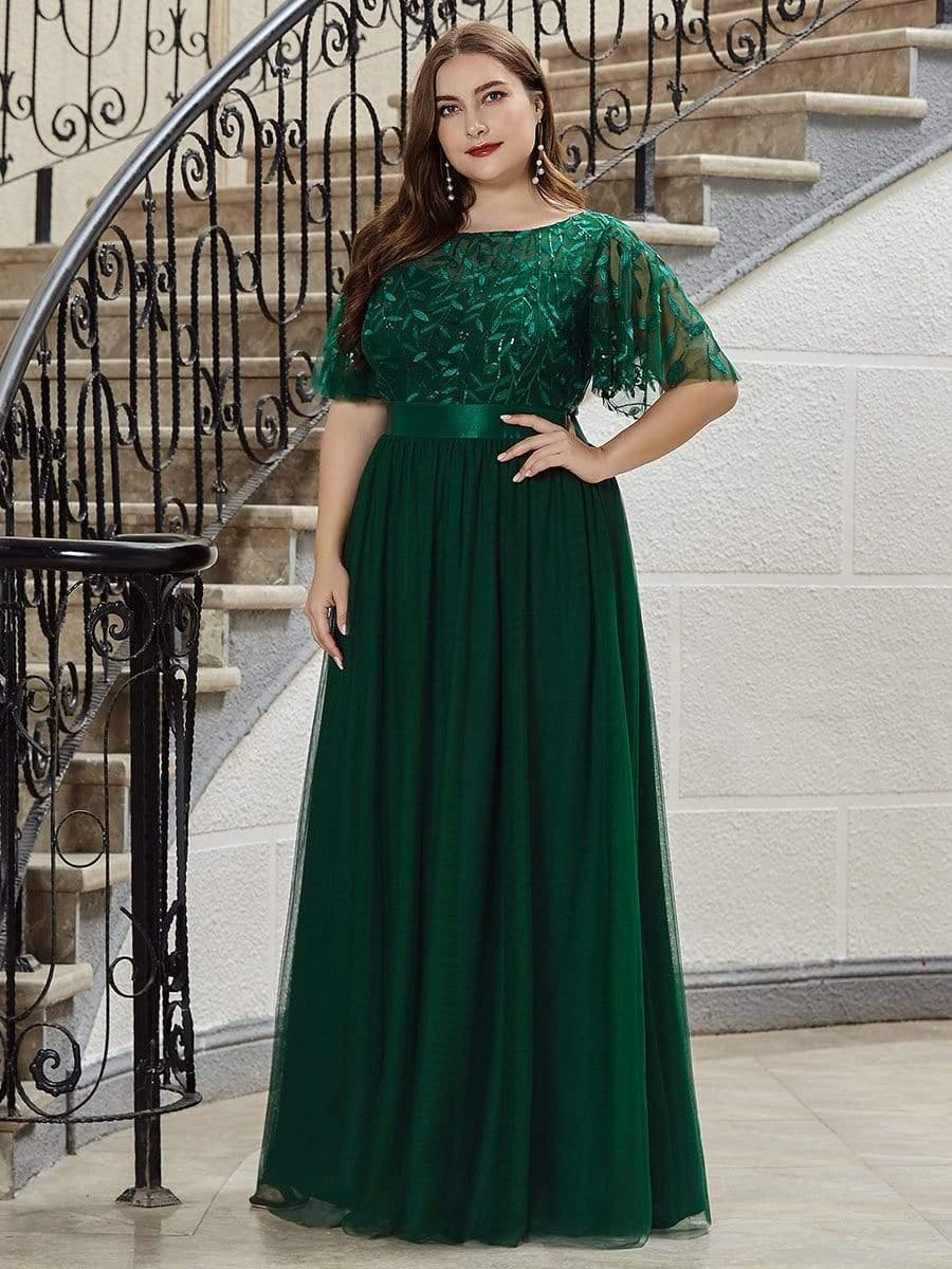 pretty SAPHIR|Plus Size Women's Embroidery Bridesmaid Dress with Short Sleeve - Image 15