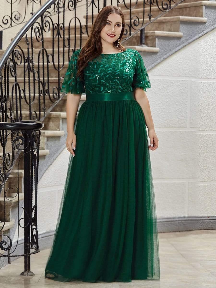 pretty SAPHIR|Plus Size Women's Embroidery Bridesmaid Dress with Short Sleeve - Image 18