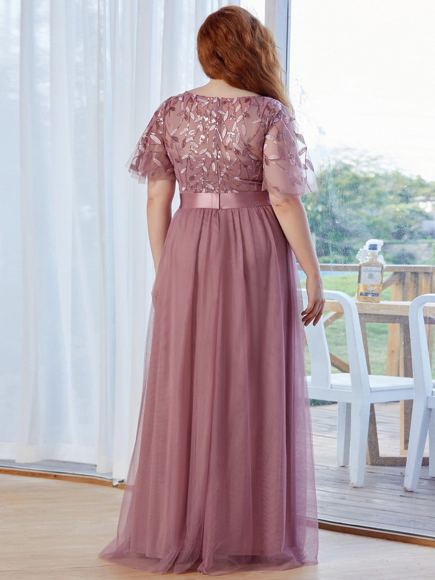 pretty SAPHIR|Plus Size Women's Embroidery Bridesmaid Dress with Short Sleeve - Image 21