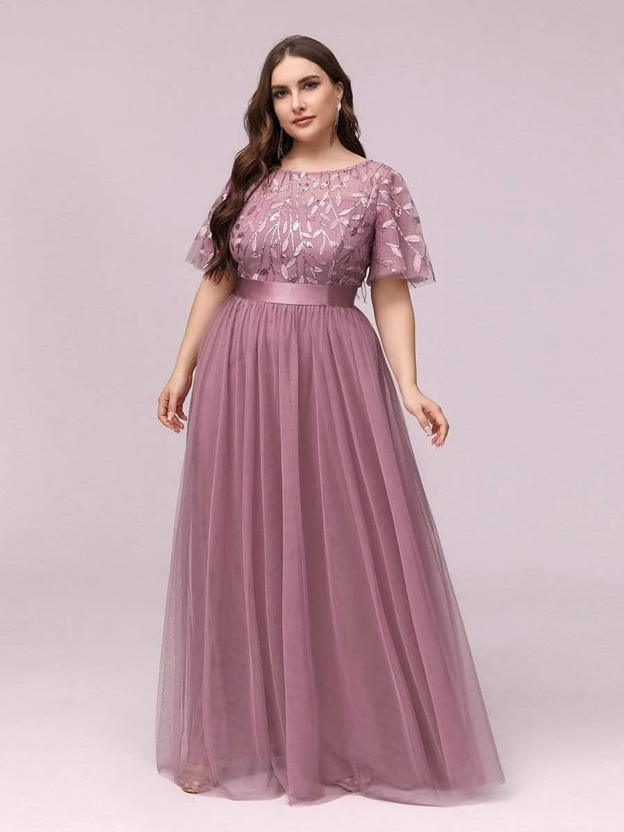 pretty SAPHIR|Plus Size Women's Embroidery Bridesmaid Dress with Short Sleeve - Image 23
