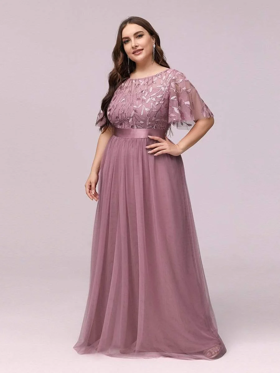 pretty SAPHIR|Plus Size Women's Embroidery Bridesmaid Dress with Short Sleeve - Image 26