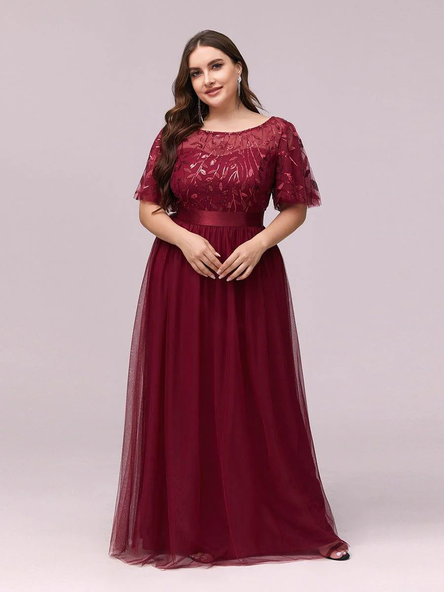 pretty SAPHIR|Plus Size Women's Embroidery Bridesmaid Dress with Short Sleeve - Image 29