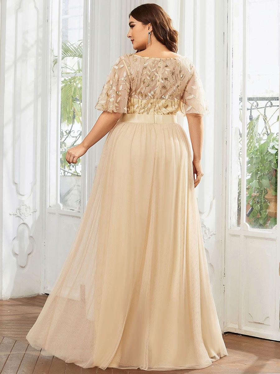 pretty SAPHIR|Plus Size Women's Embroidery Bridesmaid Dress with Short Sleeve - Image 42