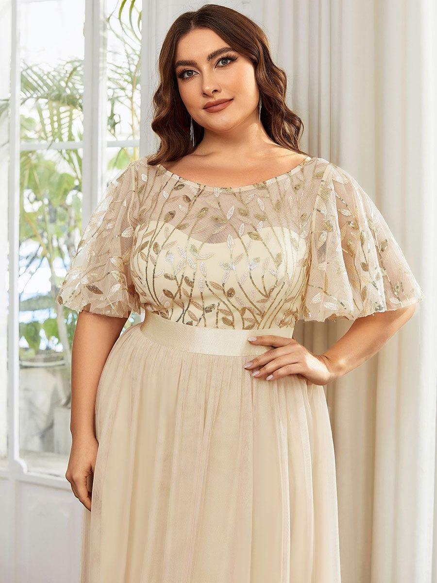 pretty SAPHIR|Plus Size Women's Embroidery Bridesmaid Dress with Short Sleeve - Image 44
