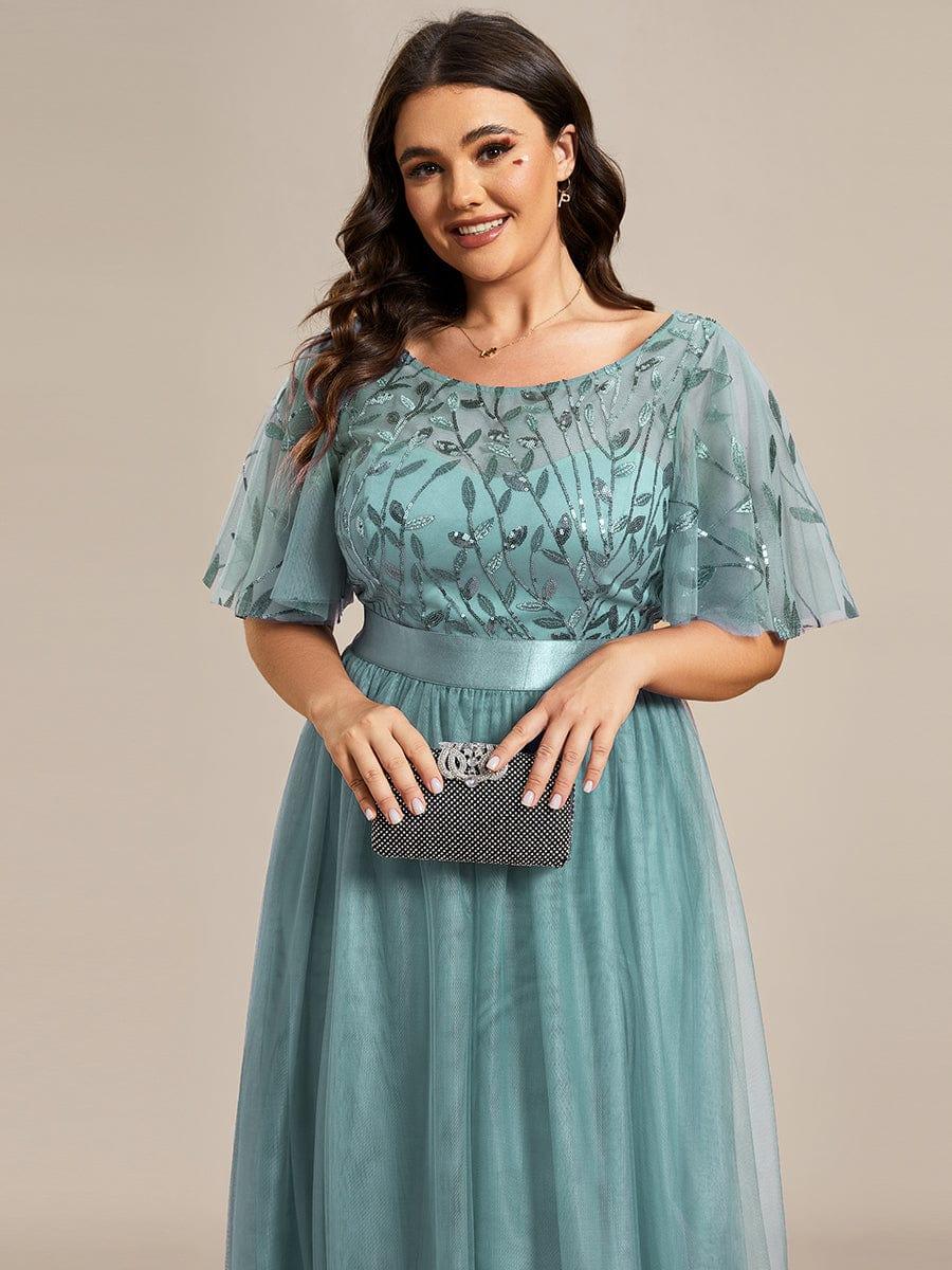 pretty SAPHIR|Plus Size Women's Embroidery Bridesmaid Dress with Short Sleeve - Image 52